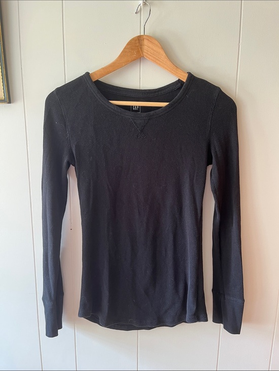 GAP Tops - GAP Black Waffle Long-Sleeve Tee